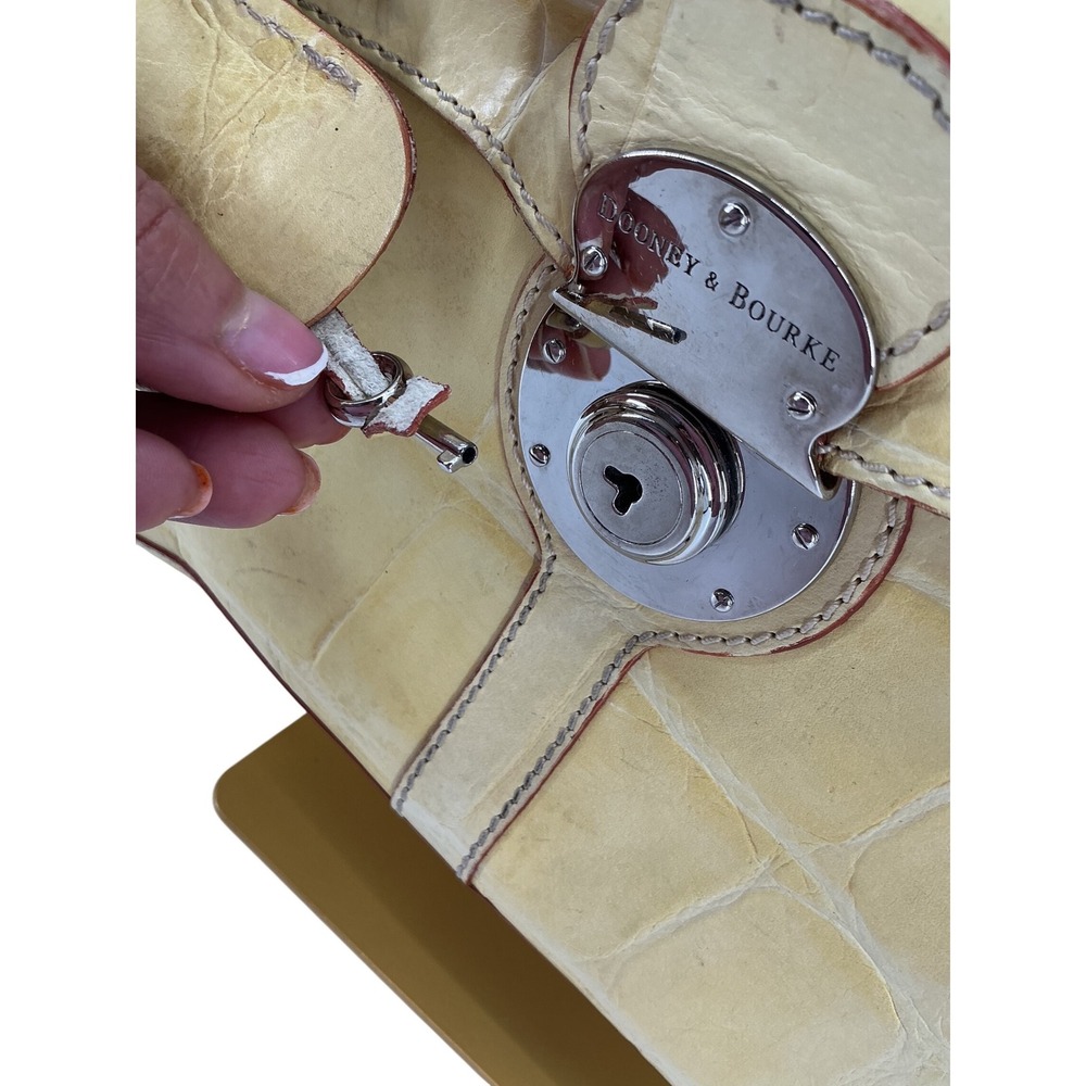 Dooney & Bourke Made in Italy Leather‎ Lock Satchel | Croco Embossed - Picture 9 of 14